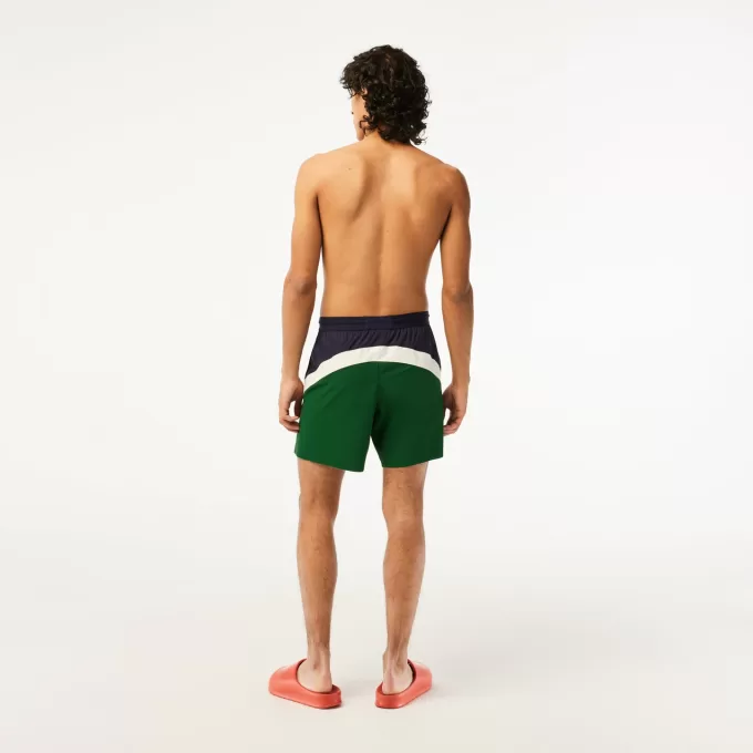 Mænds Lacoste Genbrugspolyamid Colourblock Badebukser