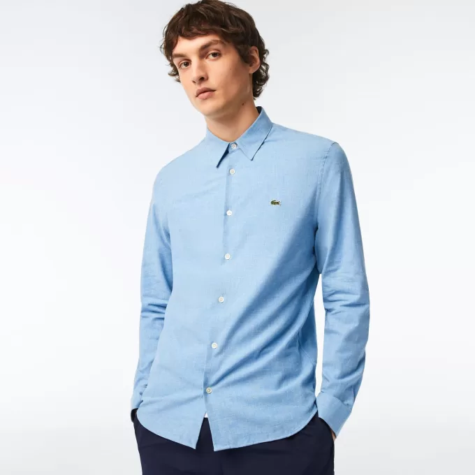 Mænds slim fit Chambray-skjorte i bomuld