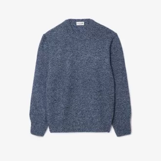 Merceriseret kartet uld sweater med rund hals