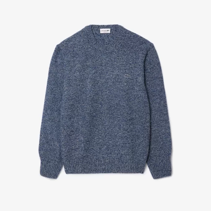 Merceriseret kartet uld sweater med rund hals