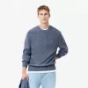 Merceriseret kartet uld sweater med rund hals
