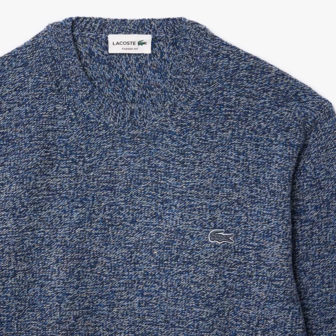 Merceriseret kartet uld sweater med rund hals