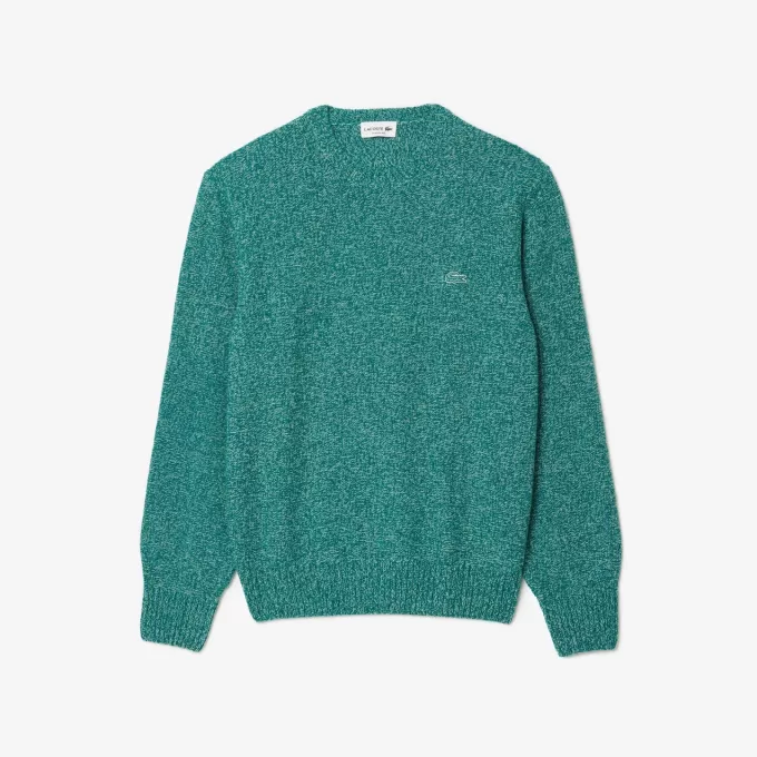 Merceriseret kartet uld sweater med rund hals