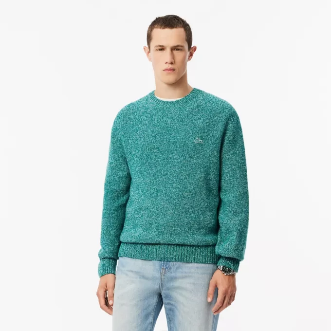 Merceriseret kartet uld sweater med rund hals