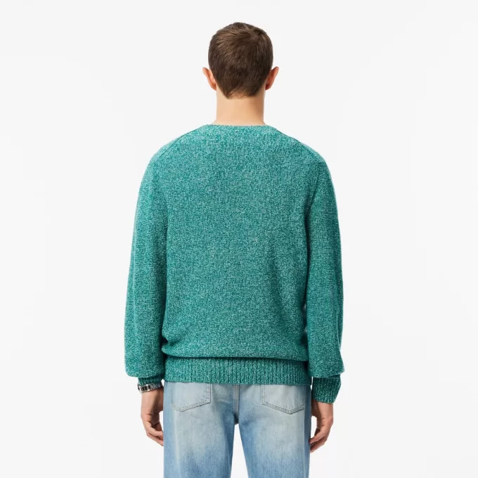 Merceriseret kartet uld sweater med rund hals