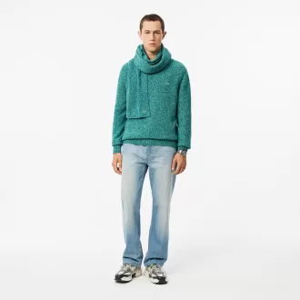 Merceriseret kartet uld sweater med rund hals