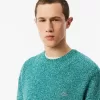 Merceriseret kartet uld sweater med rund hals