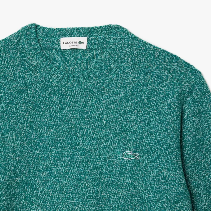 Merceriseret kartet uld sweater med rund hals