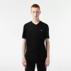 Monokrom T-shirt med V-hals i bomuld