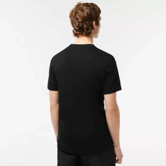 Monokrom T-shirt med V-hals i bomuld