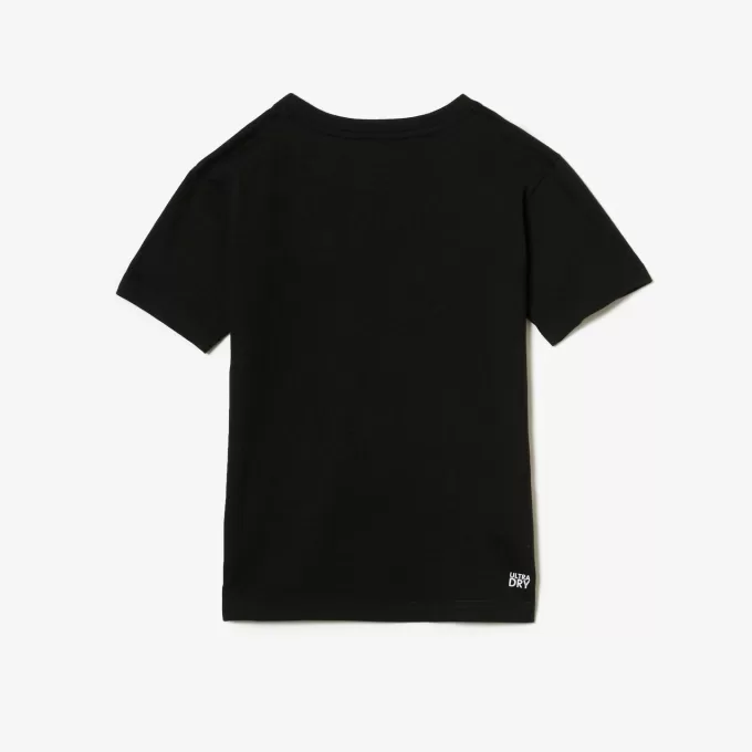 Monokrom T-shirt med V-hals i bomuld