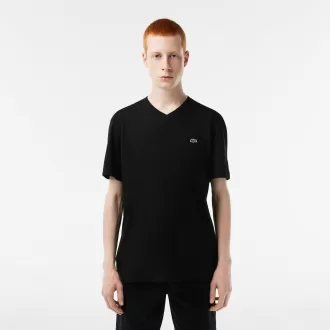 Monokrom T-shirt med V-hals i bomuld