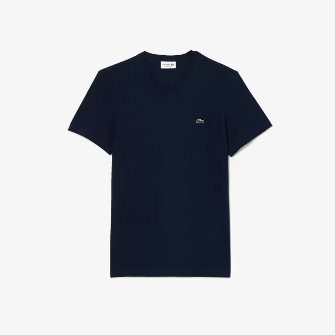 Monokrom T-shirt med V-hals i bomuld