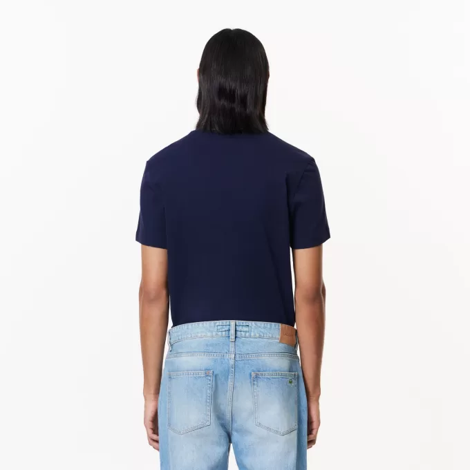 Monokrom T-shirt med V-hals i bomuld