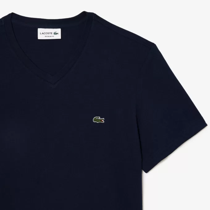 Monokrom T-shirt med V-hals i bomuld