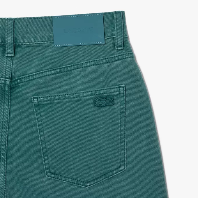 Økofarvede denimjeans i bomuld med lige ben