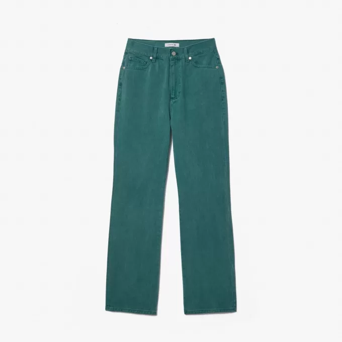 Økofarvede denimjeans i bomuld med lige ben