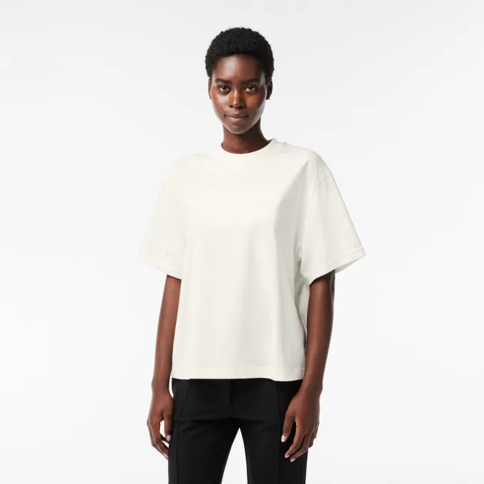 Oversized T-shirt med tennisbroderi i bomuld