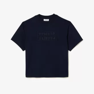 Oversized T-shirt med tennisbroderi i bomuld