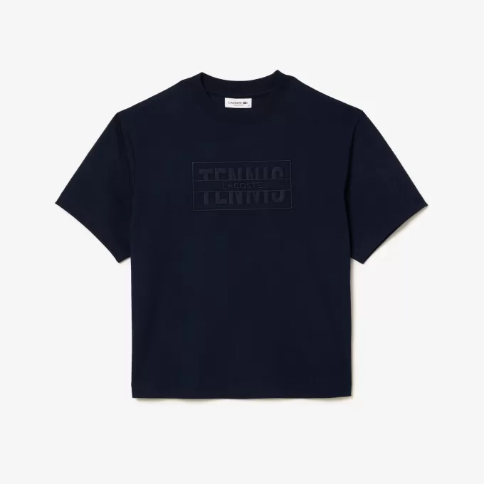 Oversized T-shirt med tennisbroderi i bomuld