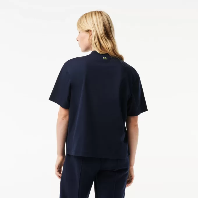 Oversized T-shirt med tennisbroderi i bomuld