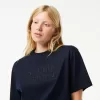 Oversized T-shirt med tennisbroderi i bomuld