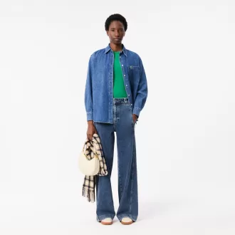 Oversized denim skjorte med brystlomme