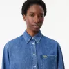 Oversized denim skjorte med brystlomme
