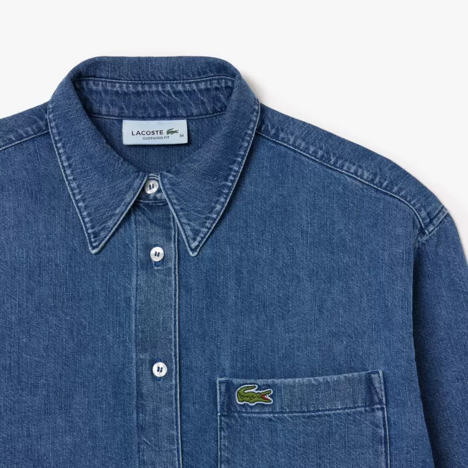 Oversized denim skjorte med brystlomme