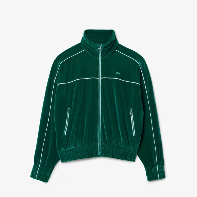 Oversized zip-up velour sweatshirt