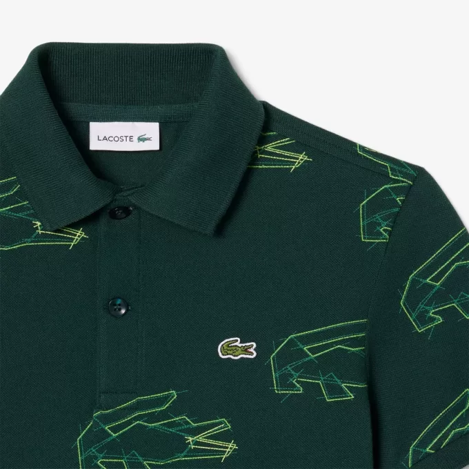 Piké-poloshirt med krokodilletryk