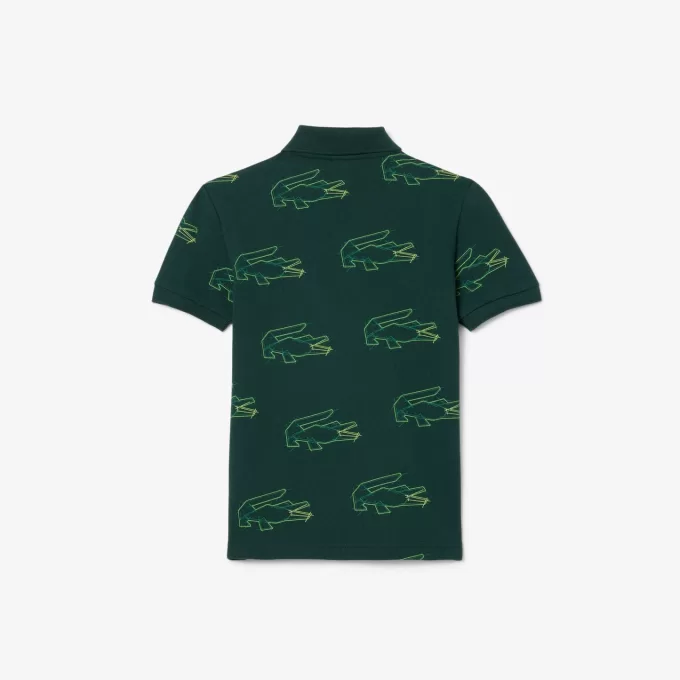 Piké-poloshirt med krokodilletryk