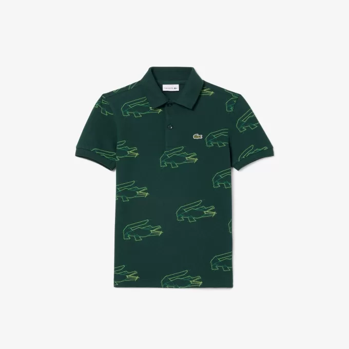 Piké-poloshirt med krokodilletryk