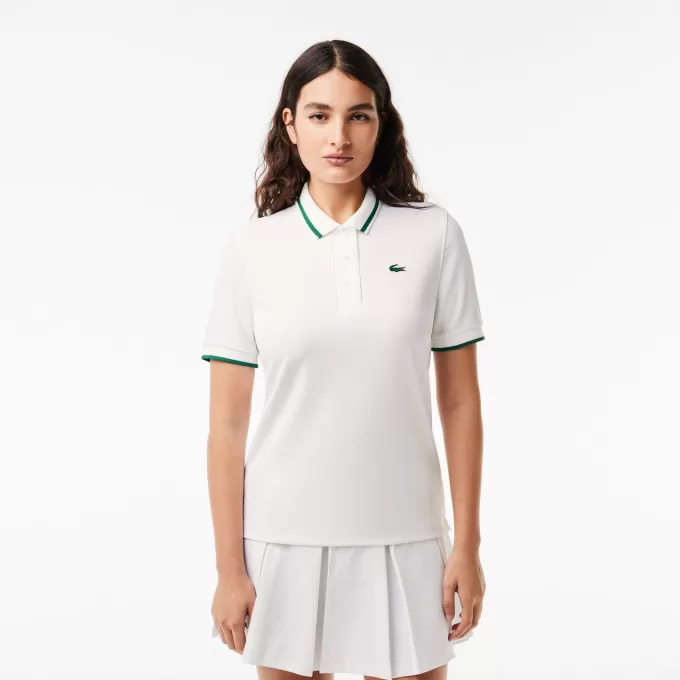 Piqué sport poloshirt med kontraststribet krave