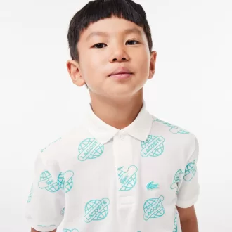 Poloshirt med pikétryk i bomuld