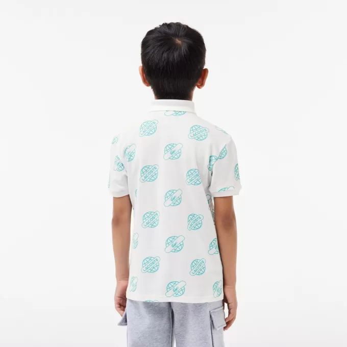 Poloshirt med pikétryk i bomuld
