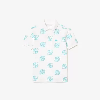 Poloshirt med pikétryk i bomuld
