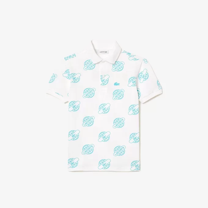 Poloshirt med pikétryk i bomuld