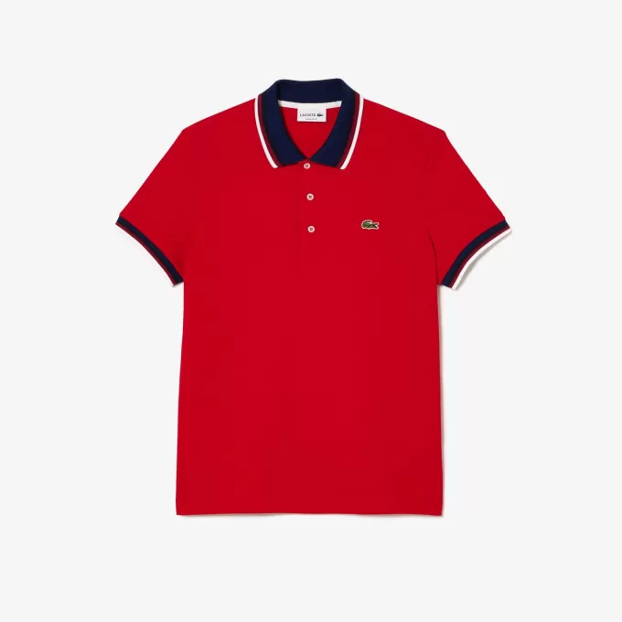 Regular Fit Stretch Bomuld Piqué Poloshirt med kontrastkrave