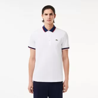 Regular Fit Stretch Bomuld Piqué Poloshirt med kontrastkrave