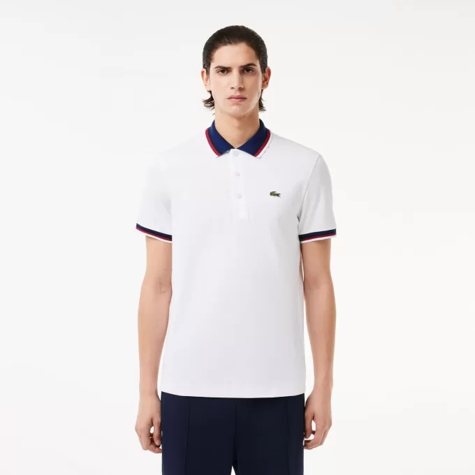 Regular Fit Stretch Bomuld Piqué Poloshirt med kontrastkrave