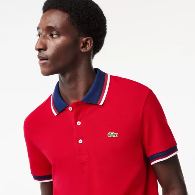 Regular Fit Stretch Bomuld Piqué Poloshirt med kontrastkrave