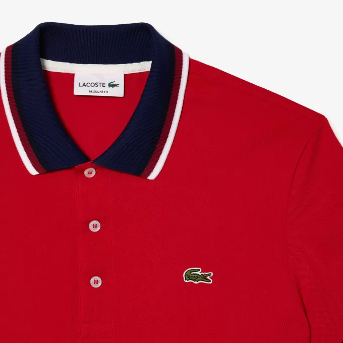 Regular Fit Stretch Bomuld Piqué Poloshirt med kontrastkrave