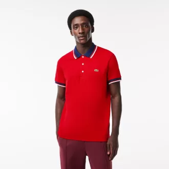 Regular Fit Stretch Bomuld Piqué Poloshirt med kontrastkrave