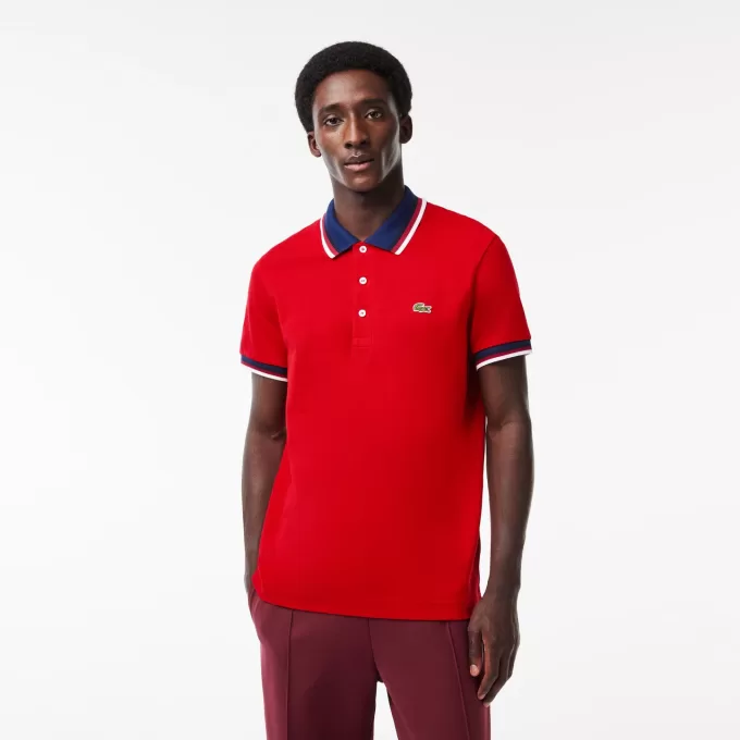 Regular Fit Stretch Bomuld Piqué Poloshirt med kontrastkrave