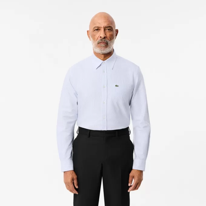 Regular Fit Stribet Oxford Pocket Shirt