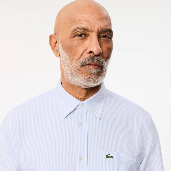 Regular Fit Stribet Oxford Pocket Shirt