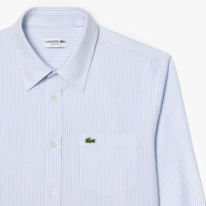 Regular Fit Stribet Oxford Pocket Shirt