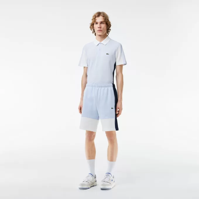 Regular Fit børstet fleece Colourblock joggershorts