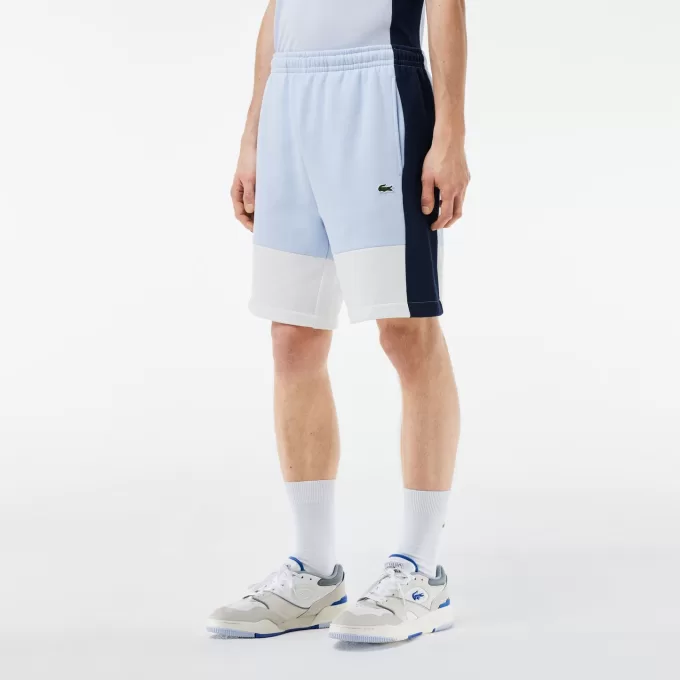 Regular Fit børstet fleece Colourblock joggershorts